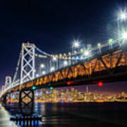 Bay Bridge And San Francisco By Night 4 Art Print