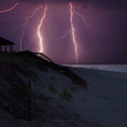 Beach Lighting Storm Art Print