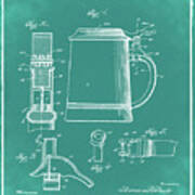 Beer Stein Patent 1914 In Green Art Print