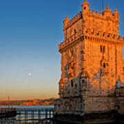 Belem Tower And The Moon Art Print