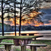 Bench By Lake Art Print