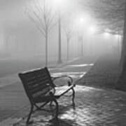 Bench In The Mist Art Print