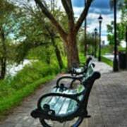 Benches On Riverside Drive Art Print