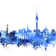 Berlin City Skyline Blue Art Print