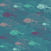 Beta Fish Animals Pattern Art Print