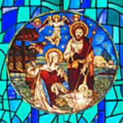 Bethlehem Nativity Stained Glass Art Print