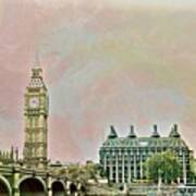 Big Ben Against A Watercolor Sky Art Print