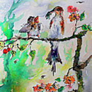 Bird Feeding Baby Watercolor Art Print