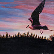 Bird On Sunset, Painting Art Print