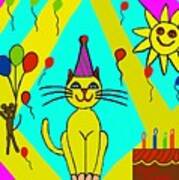 Birthday Cat 3 Art Print