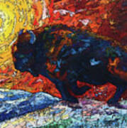Wild The Storm A Palette Knife Painting Of A Bison In Nature Art Print