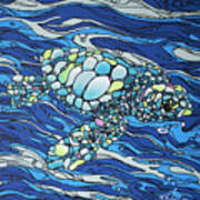 Black Contour Turtle Art Print