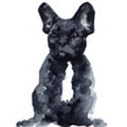 Black French Bulldog Watercolor Poster Art Print