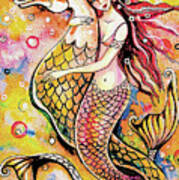 Black Sea Mermaid Art Print