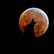 Blood Full Moon And The Wolf Art Print
