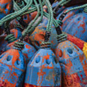 Blue And Orange Fishing Buoys Art Print