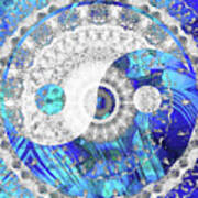 Blue And White Art - Yin And Yang Symbol - Sharon Cummings Art Print