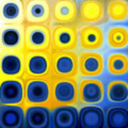 Abstract Blue And Yellow Circles  B Art Print