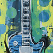 Blue Gibson Guitar Art Print
