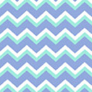 Blue Green Chevron Pattern Art Print