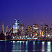 Blue Hour Panorama New York World Trade Center With Freedom Tower From Liberty State Park Art Print