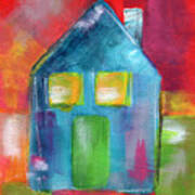 Blue House- Art By Linda Woods Art Print