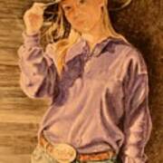 Blue Jean Cowgirl Art Print