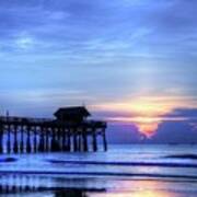 Blue Morning Over Cocoa Beach Pier Art Print