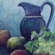Blue Pitcher With Pear Art Print