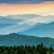 Blue Ridge Parkway Nc Cowee Mountains Panorama Art Print