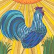 Blue Rooster Art Print
