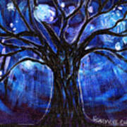Blue Tree At Night Art Print