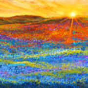 Bluebonnet Horizon - Bluebonnet Field Sunset Art Print