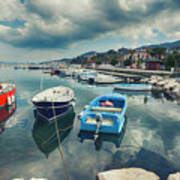 Boats At Harbour ,  Ischia Island In Italy Art Print