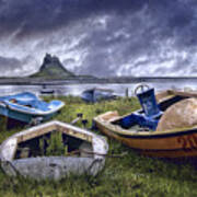 Boats At Lindisfarne Art Print