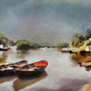 Boats On The River At Richmond Ii Art Print