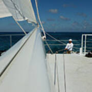 Boom - Caribbean Catamaran Under Sail Art Print