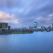 Boston Long Exposure Photography Of The Charles River Skyline Art Print