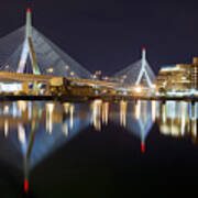 Boston Zakim Memorial Bridge Nightscape Ii Art Print