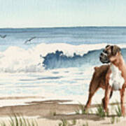 Boxer At The Beach Art Print