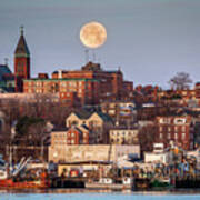 Boxing Day Moon Over Portland Maine Art Print