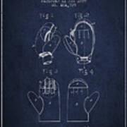 Boxing Glove Patent From 1889 - Navy Blue Art Print