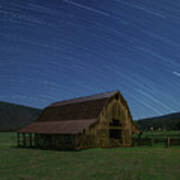 Boxley Valley Barn On A Clear Night Art Print