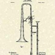 Brass Trombone Musical Instrument 1902 Patent Art Print