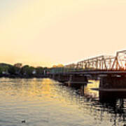 Bridge And New Hope At Sunset Art Print