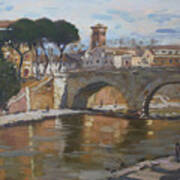 Bridge At Isola Tiberina Rome Art Print