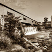 Bridgeton Mill And Covered Bridge - Indiana - Sepia Art Print