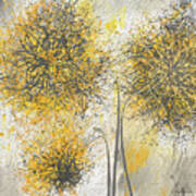 Brighter Blooms - Yellow And Gray Modern Artwork Art Print