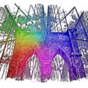 Brooklyn Bridge Cool Rainbow 3 Dimensional Art Print