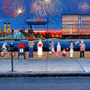 Brooklyn Bridge Fireworks Art Print